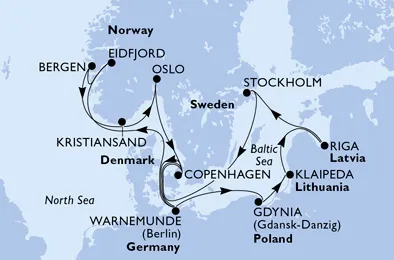 Route 14 Nächte Nordeuropa ab Kopenhagen bis Oslo