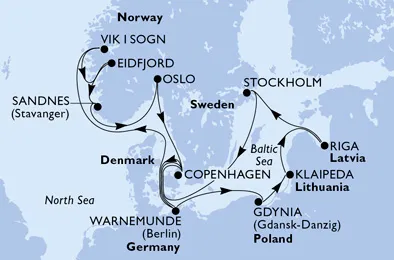 Route 14 Nächte Nordeuropa ab Kopenhagen bis Oslo
