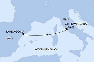 Route 2 Nächte Nordeuropa ab Civitavecchia (Rom) bis Tarragona