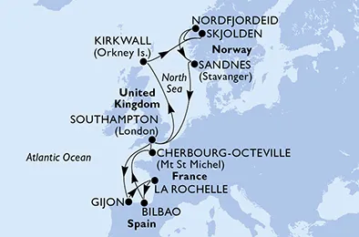 Route 14 Nächte Nordeuropa ab/bis Southampton