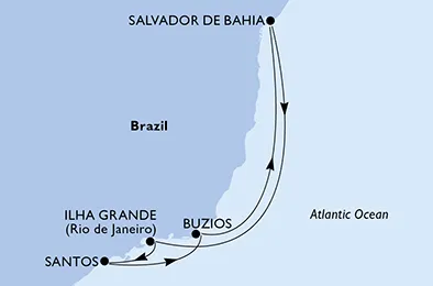 Route 6 Nächte Südamerika ab/bis Santos