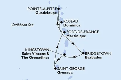 Route 7 Nächte Karibik ab/bis Fort De France
