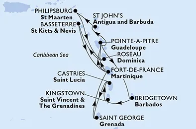 Route 14 Nächte Karibik ab/bis Fort De France