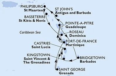 Route 14 Nächte Karibik ab/bis Fort De France
