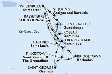 Route 14 Nächte Karibik ab/bis Fort De France