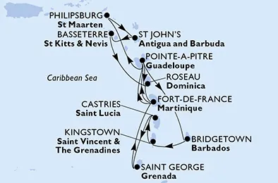 Route 14 Nächte Karibik ab/bis Fort De France