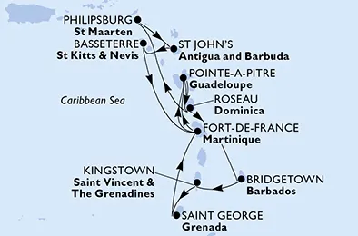 Route 14 Nächte Karibik ab/bis Fort De France