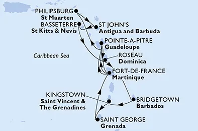 Route 14 Nächte Karibik ab/bis Fort De France