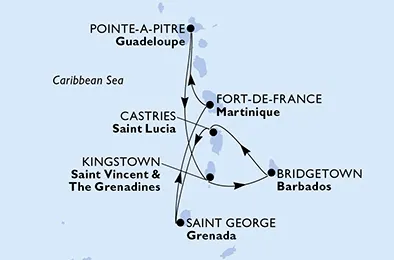 Route 7 Nächte Karibik ab/bis Fort De France