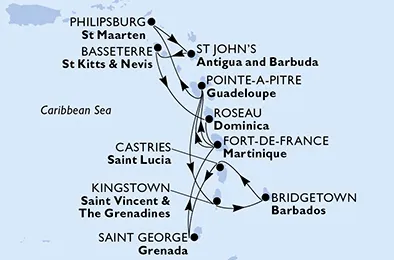 Route 14 Nächte Karibik ab/bis Fort De France
