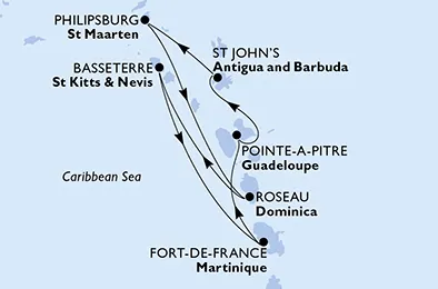 Route 7 Nächte Karibik ab/bis Pointe A Pitre