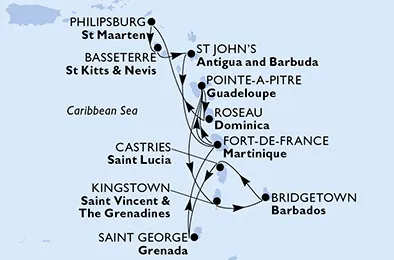 Route 14 Nächte Karibik ab/bis Fort De France