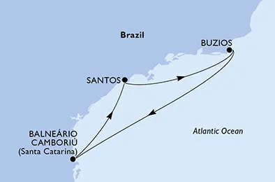 Route 4 Nächte Südamerika ab/bis Santos
