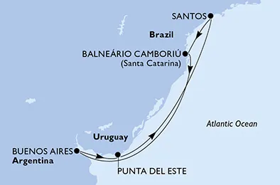 Route 7 Nächte Südamerika ab/bis Santos