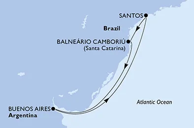 Route 6 Nächte Südamerika ab/bis Santos
