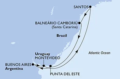 Route 8 Nächte Südamerika ab/bis Balneário Camboriú