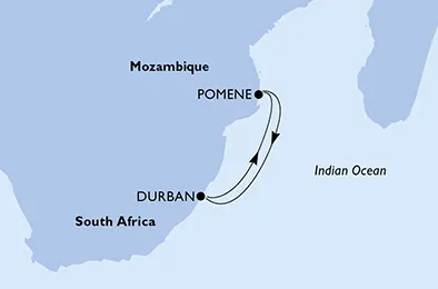 Route 4 Nächte Afrika ab/bis Durban