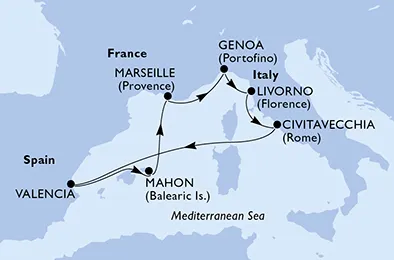 Route 7 Nächte Mittelmeer ab/bis Civitavecchia (Rom)
