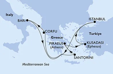 Route 8 Nächte Mittelmeer ab/bis Piräus (Athen)