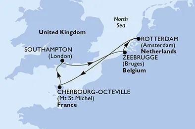Route 5 Nächte Nordeuropa ab/bis Southampton