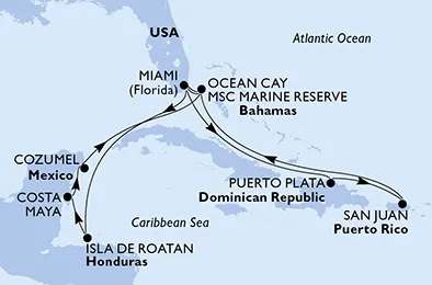 Route 14 Nächte Karibik ab Miami bis Ocean Cay - MSC Marine Reserve