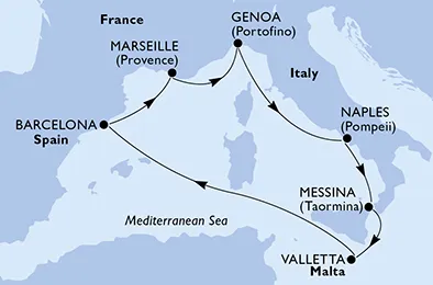 Route 7 Nächte Mittelmeer ab/bis Genua