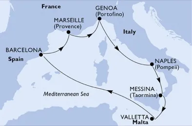 Route 7 Nächte Mittelmeer ab/bis Marseille
