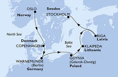 Route 6 Nächte Nordeuropa ab Oslo bis Stockholm