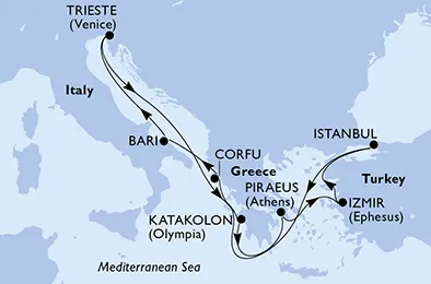 Route 9 Nächte Mittelmeer ab/bis Triest