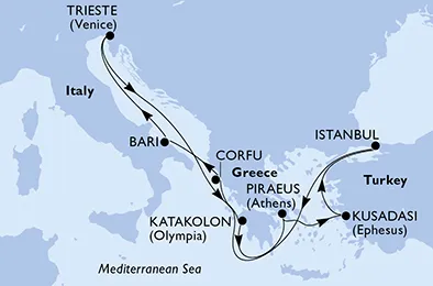 Route 9 Nächte Mittelmeer ab/bis Piräus (Athen)