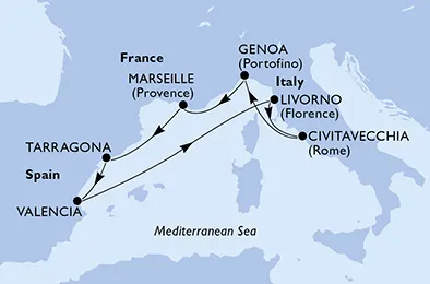 Route 7 Nächte Mittelmeer ab/bis Civitavecchia (Rom)