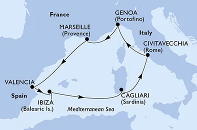 Route 7 Nächte Mittelmeer ab/bis Valencia