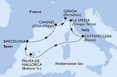 Route 7 Nächte Mittelmeer ab/bis Barcelona