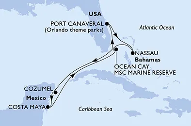 Route 7 Nächte Karibik ab/bis Port Canaveral