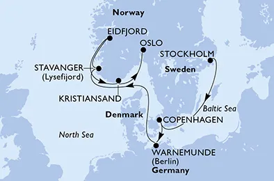 Route 8 Nächte Nordeuropa ab Stockholm bis Oslo