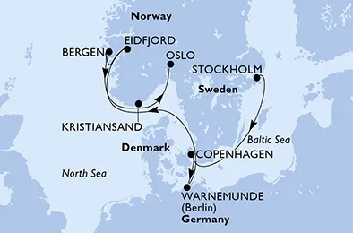Route 8 Nächte Nordeuropa ab Stockholm bis Oslo