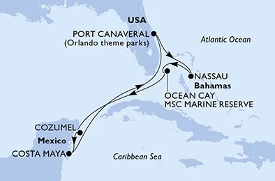 Route 7 Nächte Karibik ab/bis Port Canaveral
