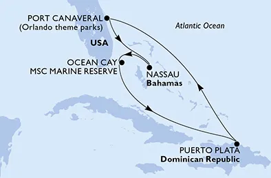 Route 7 Nächte Karibik ab/bis Port Canaveral