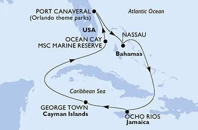 Route 7 Nächte Karibik ab/bis Port Canaveral