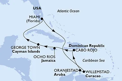 Route 10 Nächte Karibik ab/bis Miami