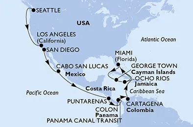 Route 24 Nächte Panamakanal ab Seattle bis Miami