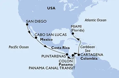 Route 14 Nächte Positionierungsfahrten ab San Diego bis Miami
