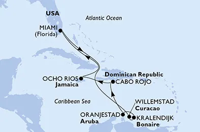 Route 10 Nächte Karibik ab/bis Miami