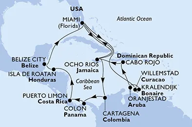 Route 21 Nächte Karibik ab Miami bis Jamaika/Ocho Rios