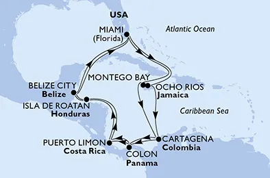 Route 22 Nächte Karibik ab Miami bis Belize