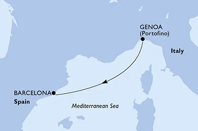 Route 2 Nächte Mittelmeer ab Genua bis Barcelona