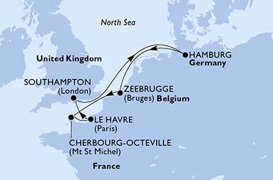 Route 7 Nächte Nordeuropa ab/bis Paris/Le Havre
