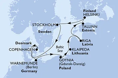 Route 10 Nächte Nordeuropa ab/bis Warnemünde