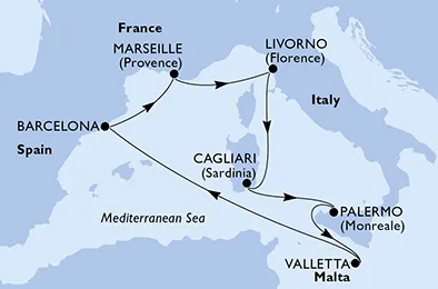Route 7 Nächte Mittelmeer ab/bis Valletta