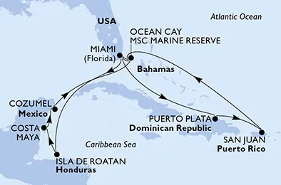 Route 14 Nächte Karibik ab Miami bis Ocean Cay - MSC Marine Reserve